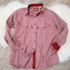 Vintage 80s Fenton Red Plaid Western Button Down Women's Shirt Size 15/16